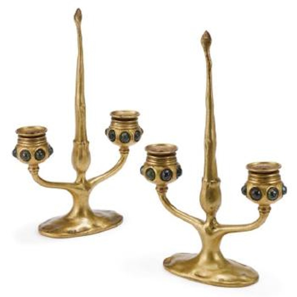 Pair Of Two-light Candelabra by Tiffany Studios