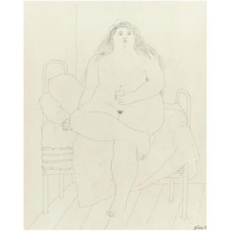Nude With Apple On Bed by Fernando Botero