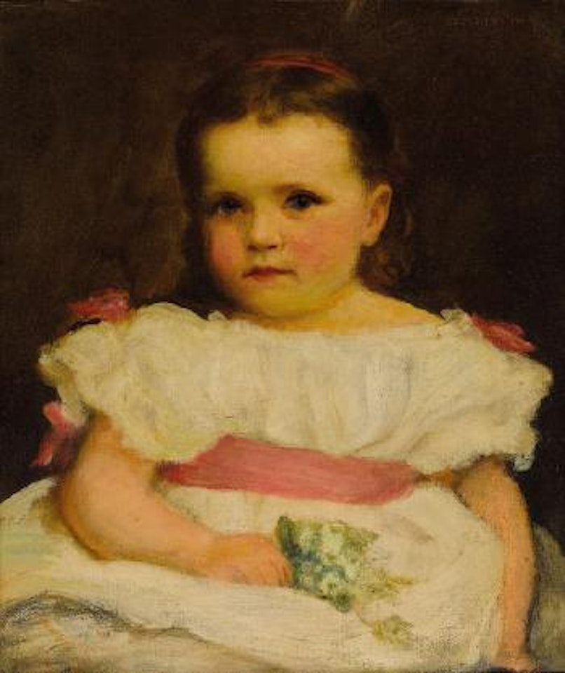 Portrait of a young girl with flowers by James Jebusa Shannon