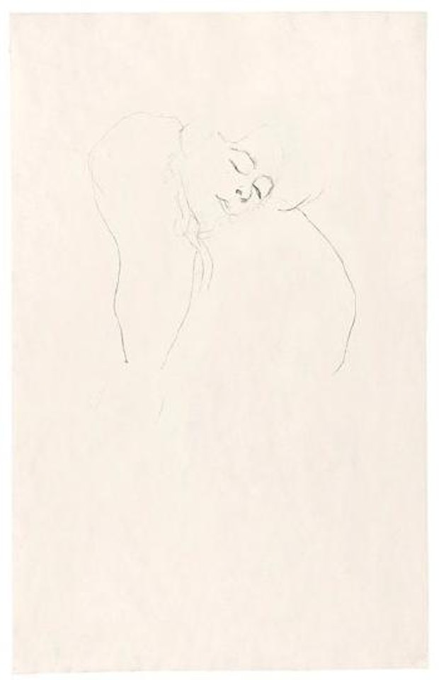 Dame mit Pelz, das eine Auge ganz, das andere fast geschlossen by Gustav Klimt