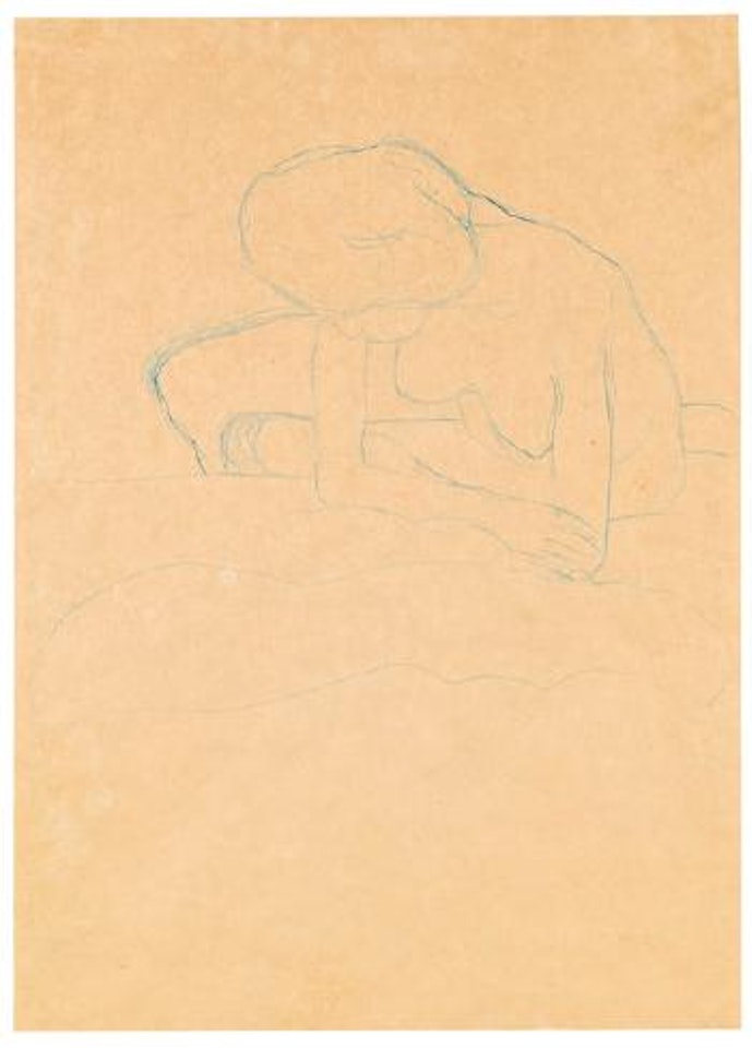 Akt mit aufgestutzen Unterarmen by Gustav Klimt