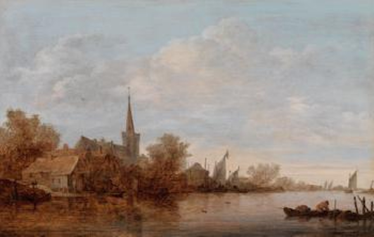 The village of Twisk in West Frisia, with a fishing boat in the foreground by Jan van Goyen