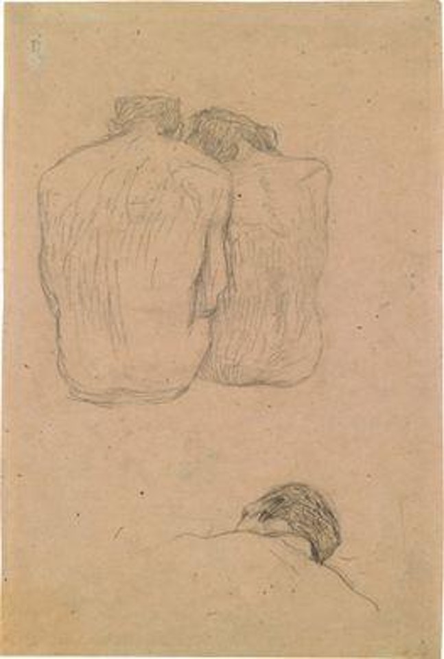 Pair of men, man's head, study after the faculty picture of a doctor by Gustav Klimt