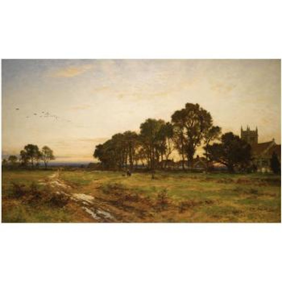 The Close Of Day, Worcestershire Meadows by Benjamin Williams Leader