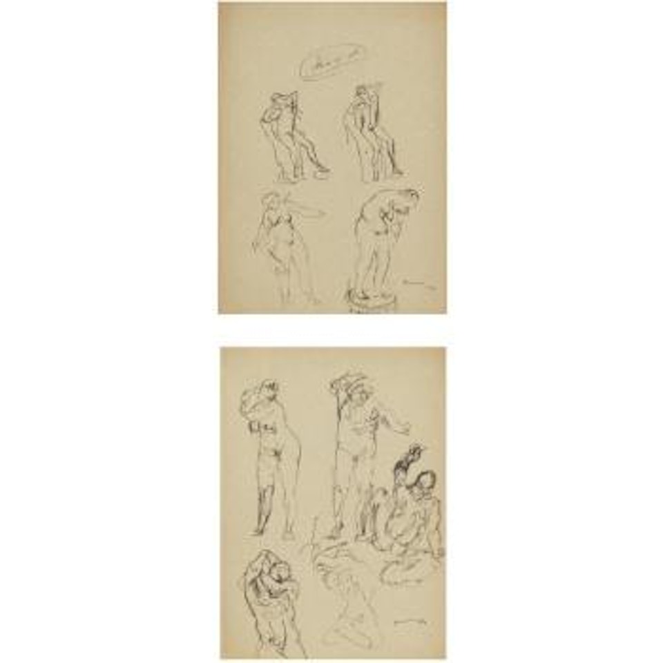 4 Studi Per Sculture: Chico Al Sol, E Nudo Femminile by Lucio Fontana