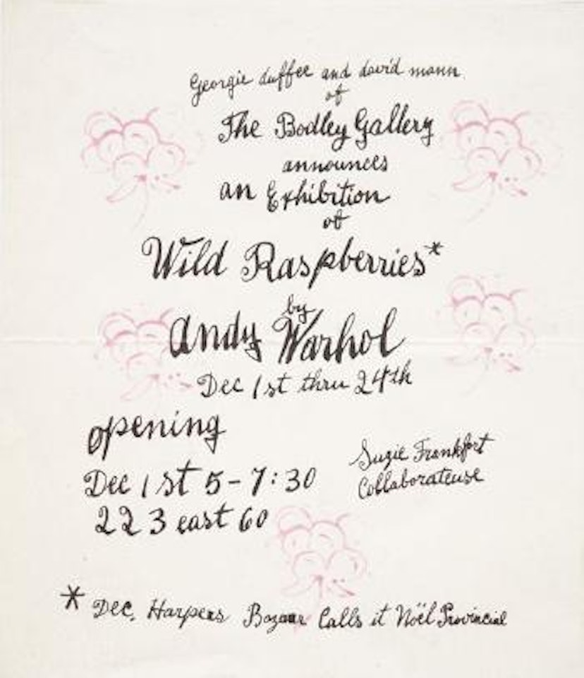 Bodley Gallery Annoucement by Andy Warhol