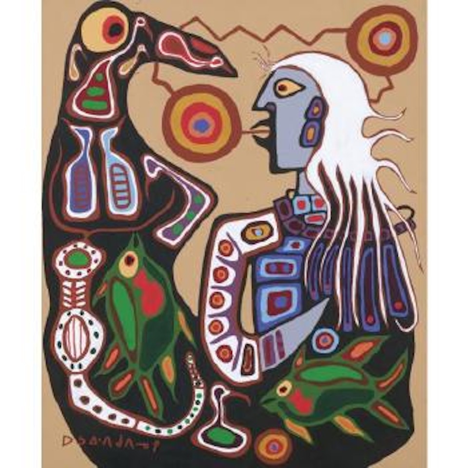 Spirit Shamen With Totem Thunderbird by Norval Morrisseau