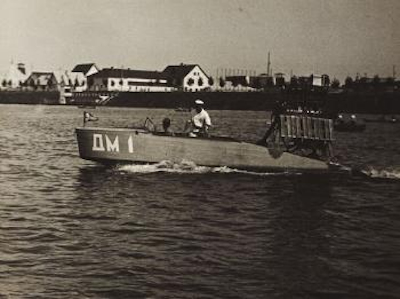 Dynamo Water Stadium. Motor boat 'DM-1' built by students in the wood and metal factory of Vkhutein by Alexander Rodchenko