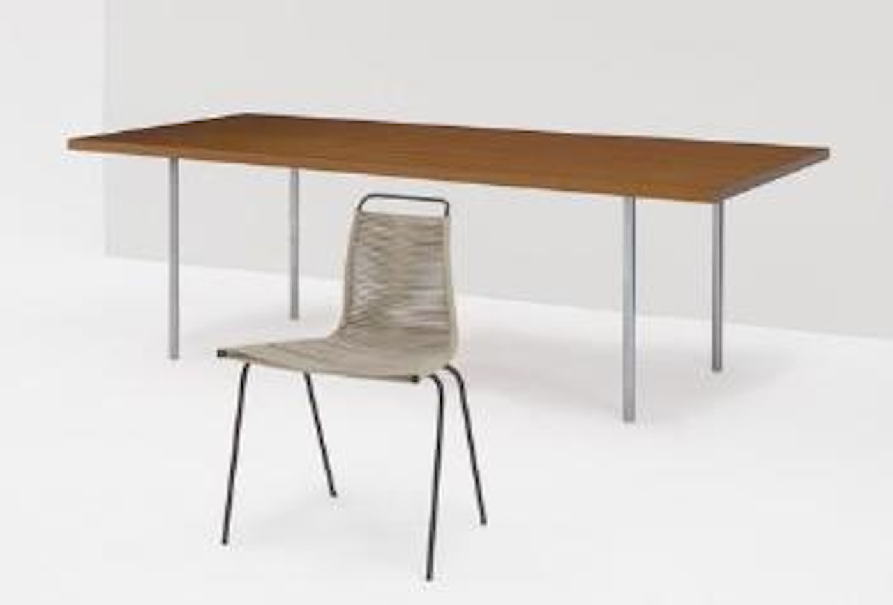 Table with detachable legs, together with chair, model no. PK3 by Poul Kjaerholm