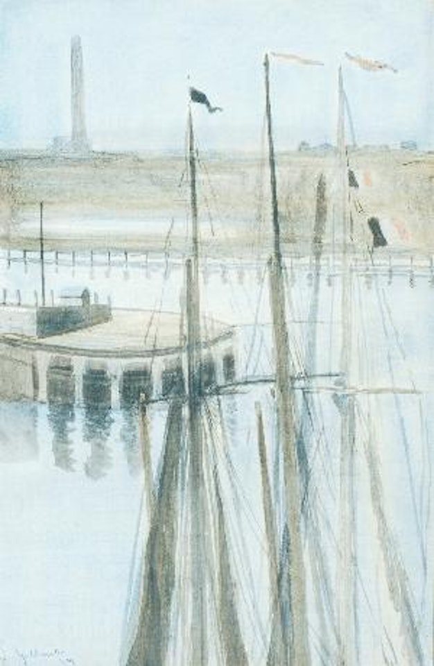 Zicht op de vaargeul van de haven van Oostende - Vue du port d'Ostende by Léon Spilliaert