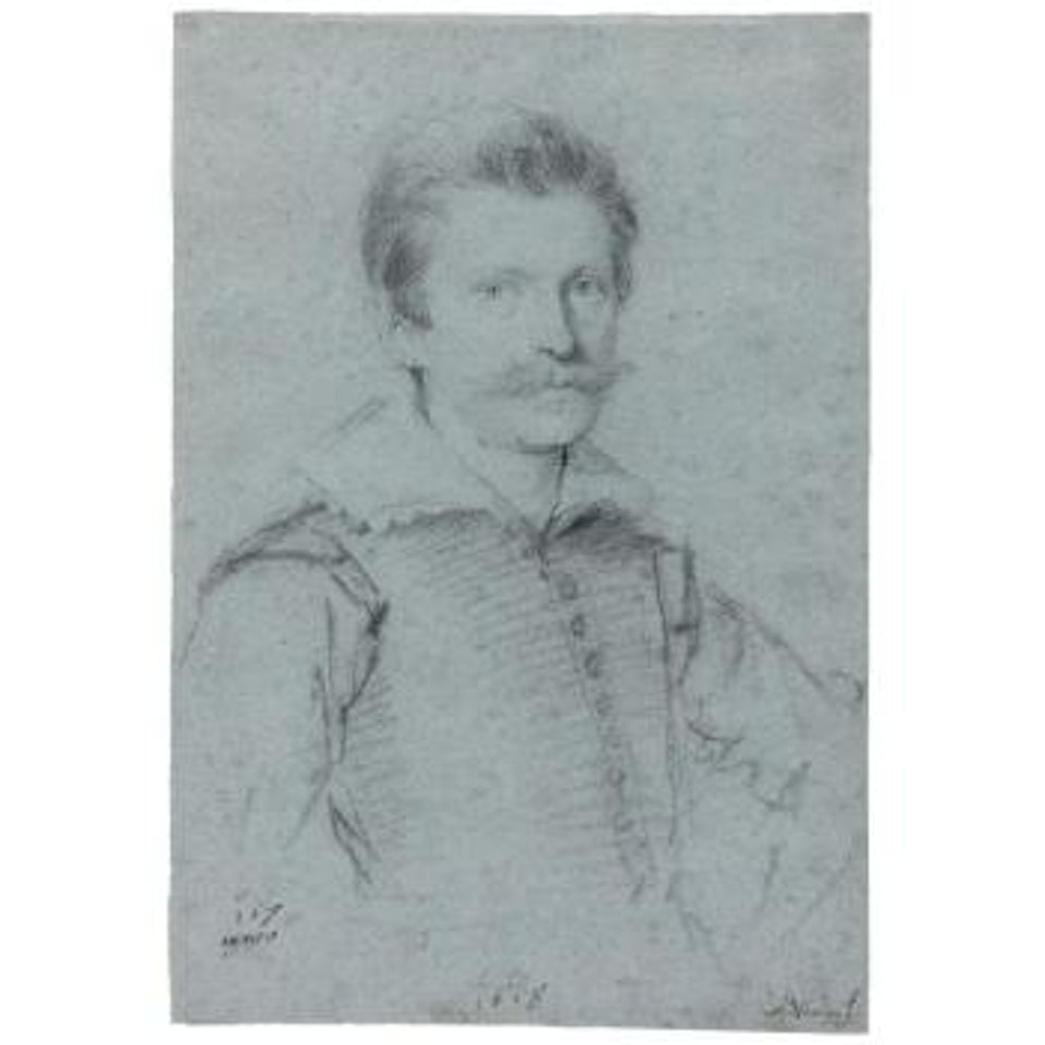 Half-length Portrait Of A Moustachioed Man by Ottavio Leoni