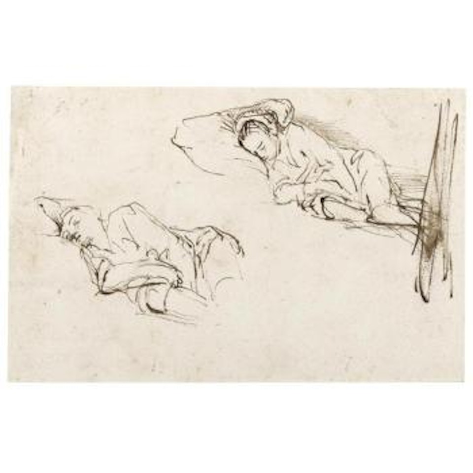 Two Studies Of A Woman Asleep On A Pillow by Attributed to Rembrandt Harmensz van Rijn