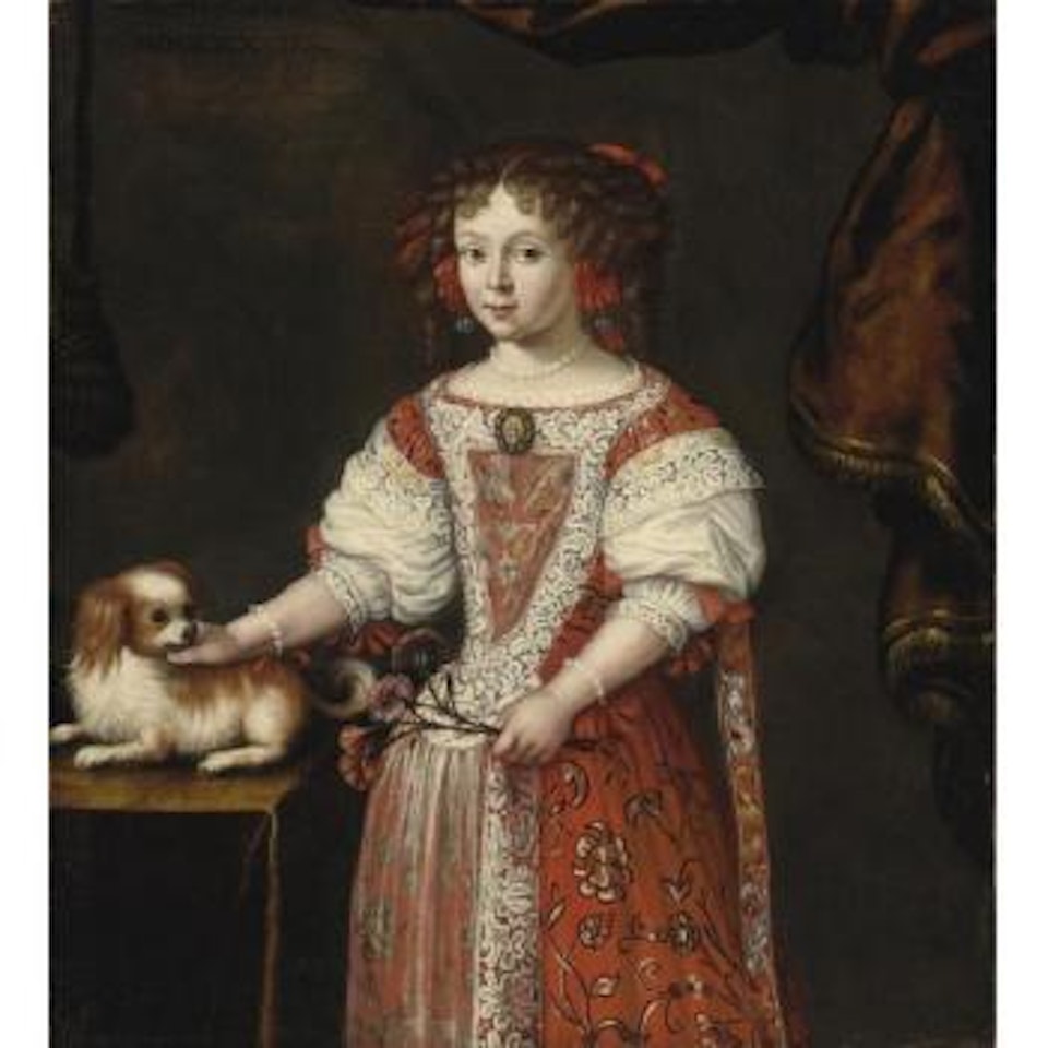 Portrait Of A Girl With Her Dog by Pier Francesco Cittadini