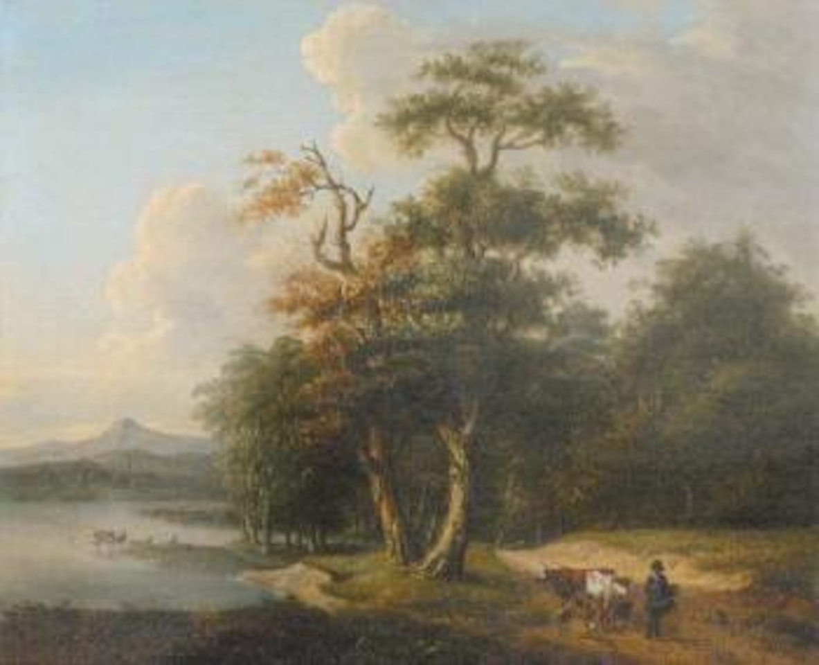 Paysage de rivière animé d'une scène pastorale by Jacob Philipp Hackert