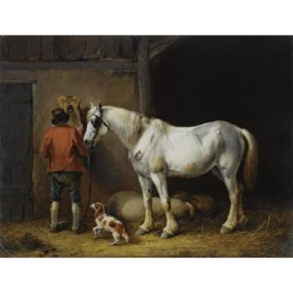 A Groom With His Horse by Eugène Joseph Verboeckhoven