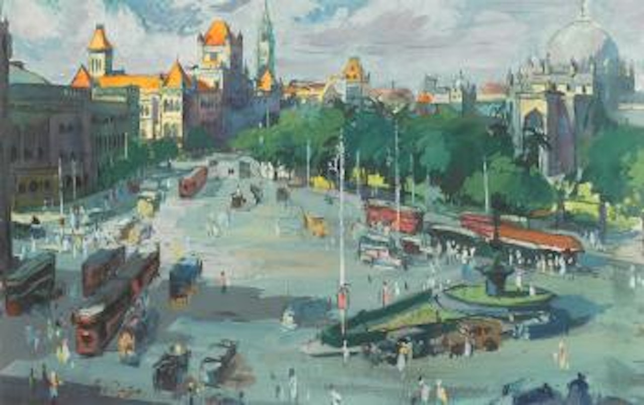 Bombay street scene by Sayed Haider Raza