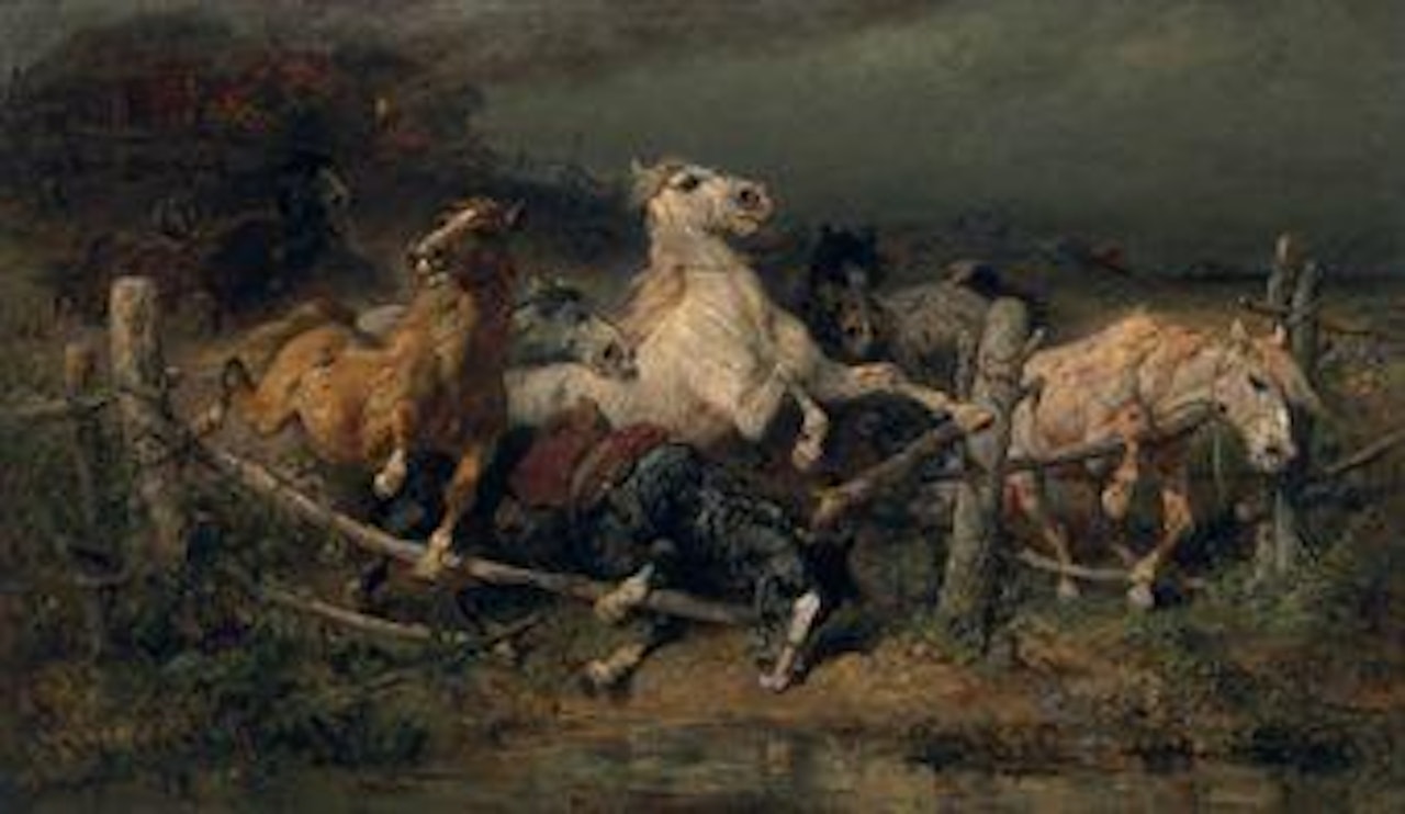 Fleeing Wallachian horses by Adolf Schreyer