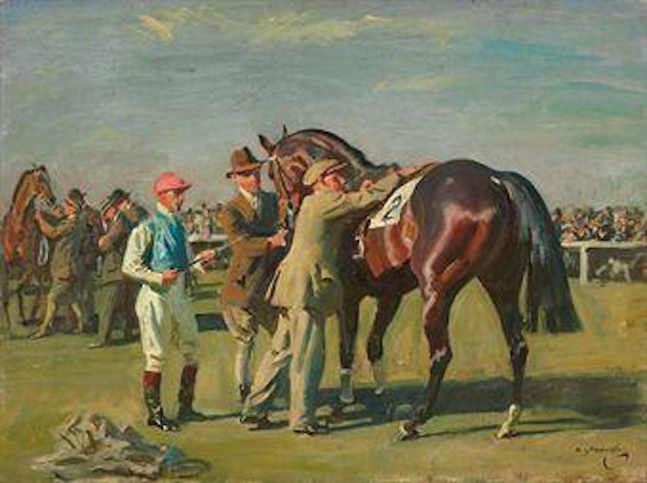 Study for: The Saddling Paddock at Epsom by Alfred James Munnings