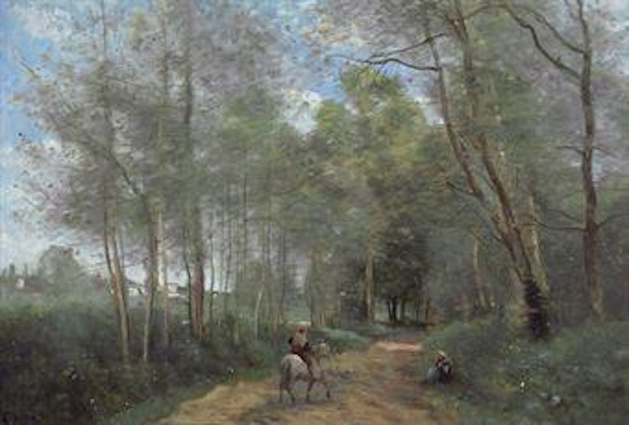 Ville d'Avray - Le Cavalier à la entrée du bois by Jean Baptiste Camille Corot