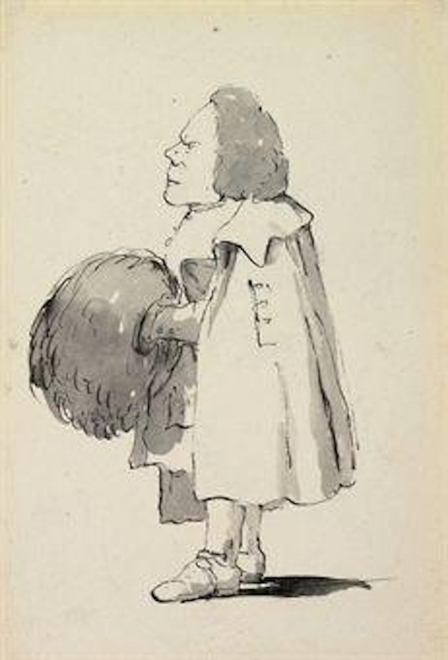 Caricature of a short gentleman holding a muff by Giovanni Battista Tiepolo