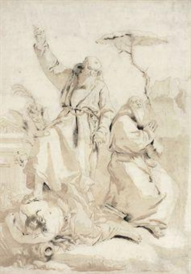 Saint Fidelis of Sigmaringen stamping out heresy, accompanied by the Blessed Joseph of Leonessa by Giovanni Battista Tiepolo