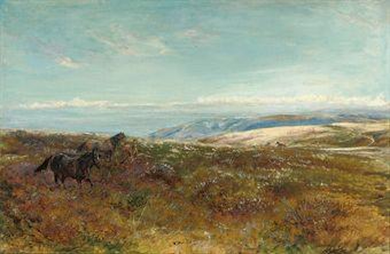 Ponies on the moors, summer by Heywood Hardy