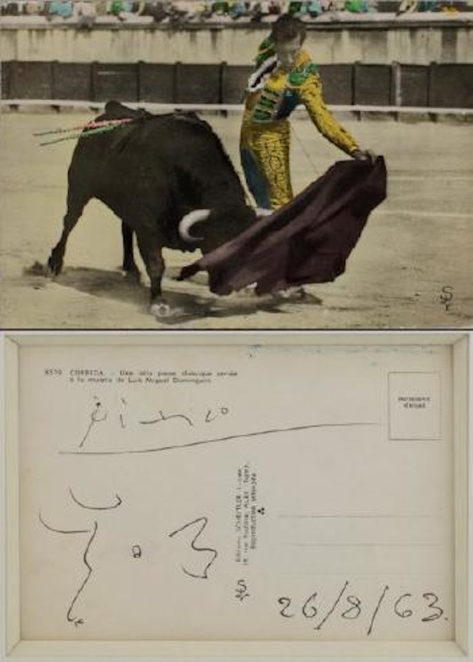 Signature autographe et esquisse d'un profil by Pablo Picasso