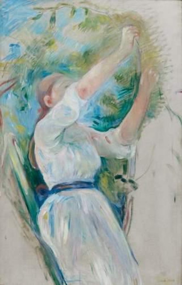 Jeune fille cueillant des cerises by Berthe Morisot