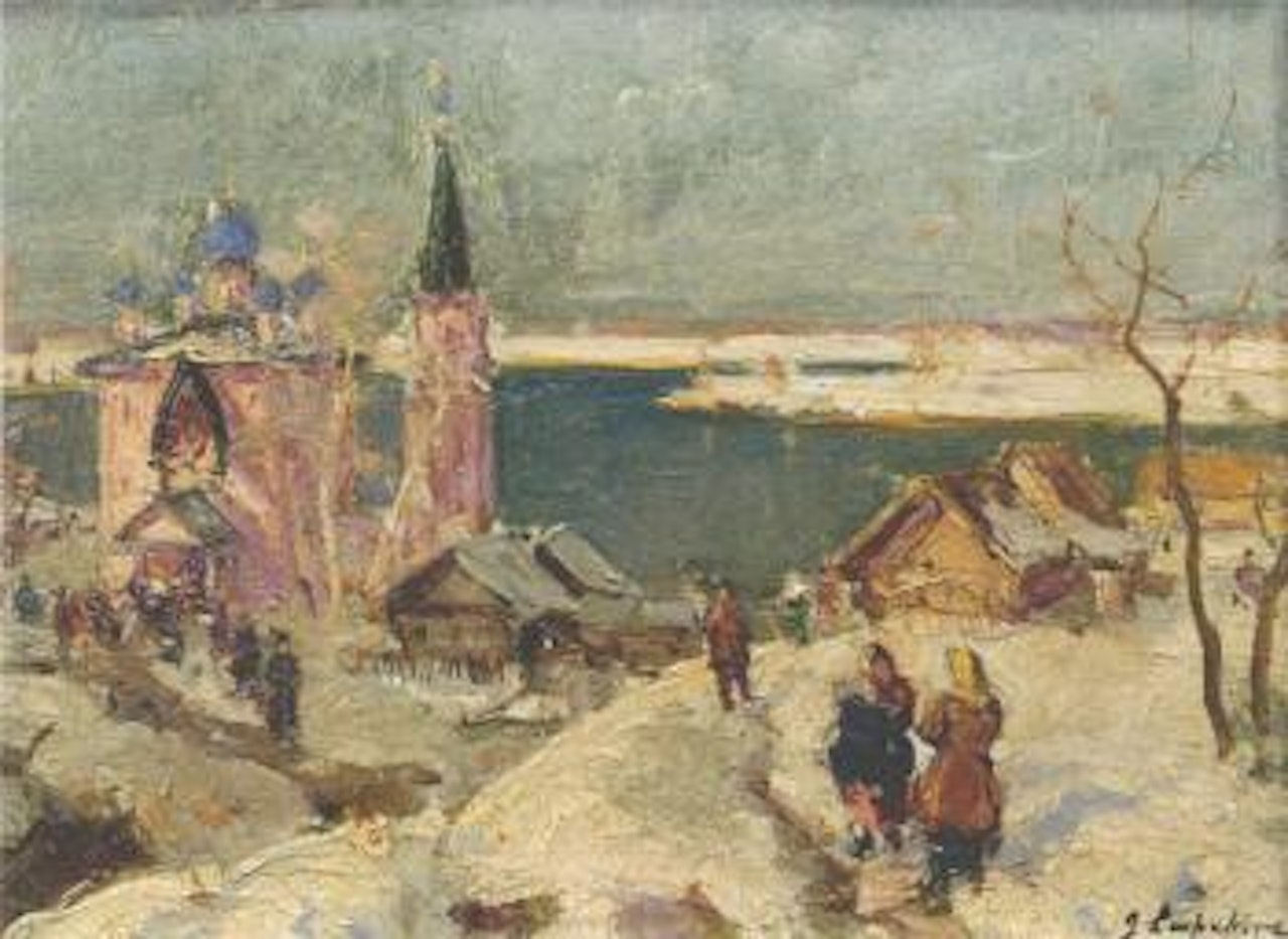 Scene de neige by Georgij Aleksandrovic Lapschin