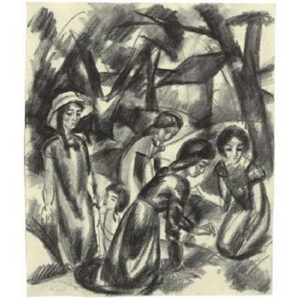 Spielende Mädchen Unter Bäumen (Girls Playing Under Trees) by August Macke