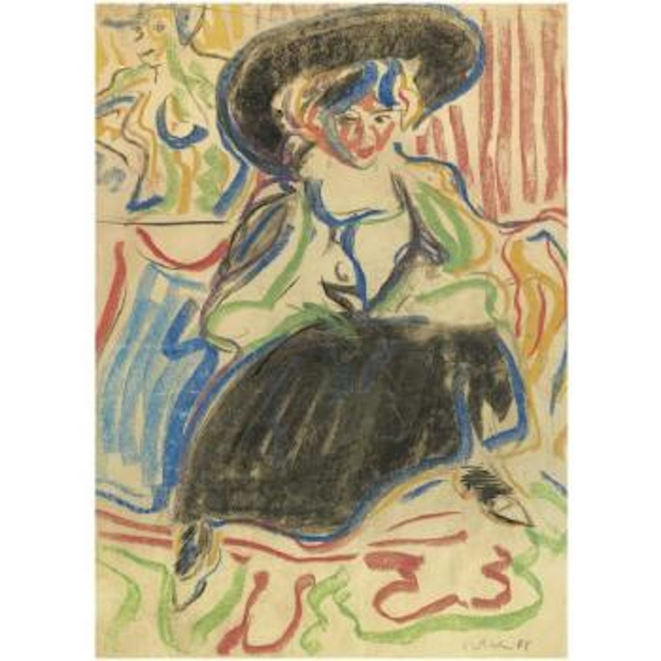 Sitzendes Mädchen Mit Hut (Seated Girl With A Hat) by Ernst Ludwig Kirchner