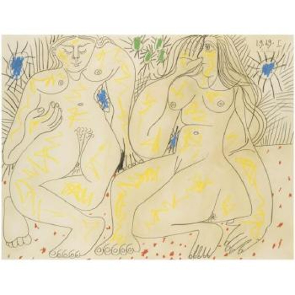 Deux Femmes Nues Assises Dans Un Paysage by Pablo Picasso