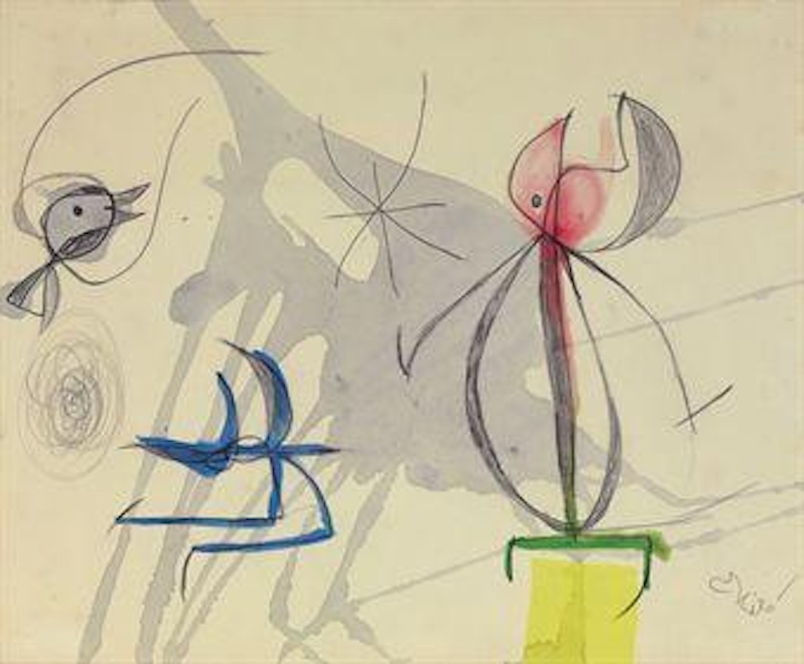 Personnage, oiseaux, étoile by Joan Miró
