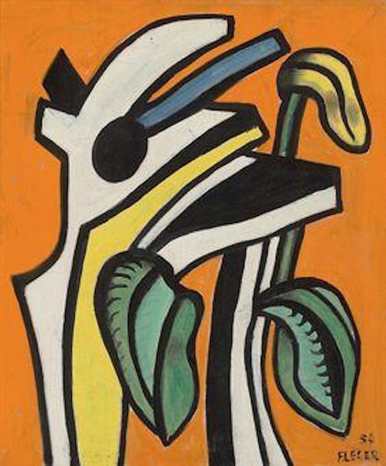 Composition sur fond orange by Fernand Leger
