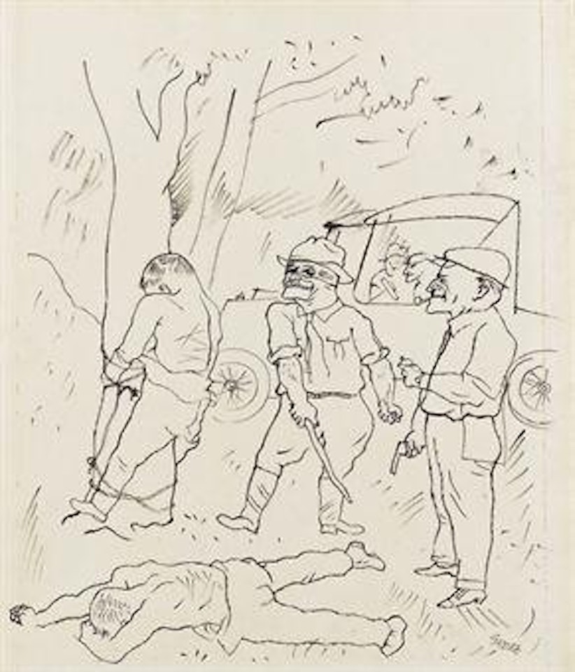 Abschied (recto); Bei jedem Schlag Brüllte Gilkan Einen Neuen Fluch zu Upton Sinclair "100 (verso) by George Grosz