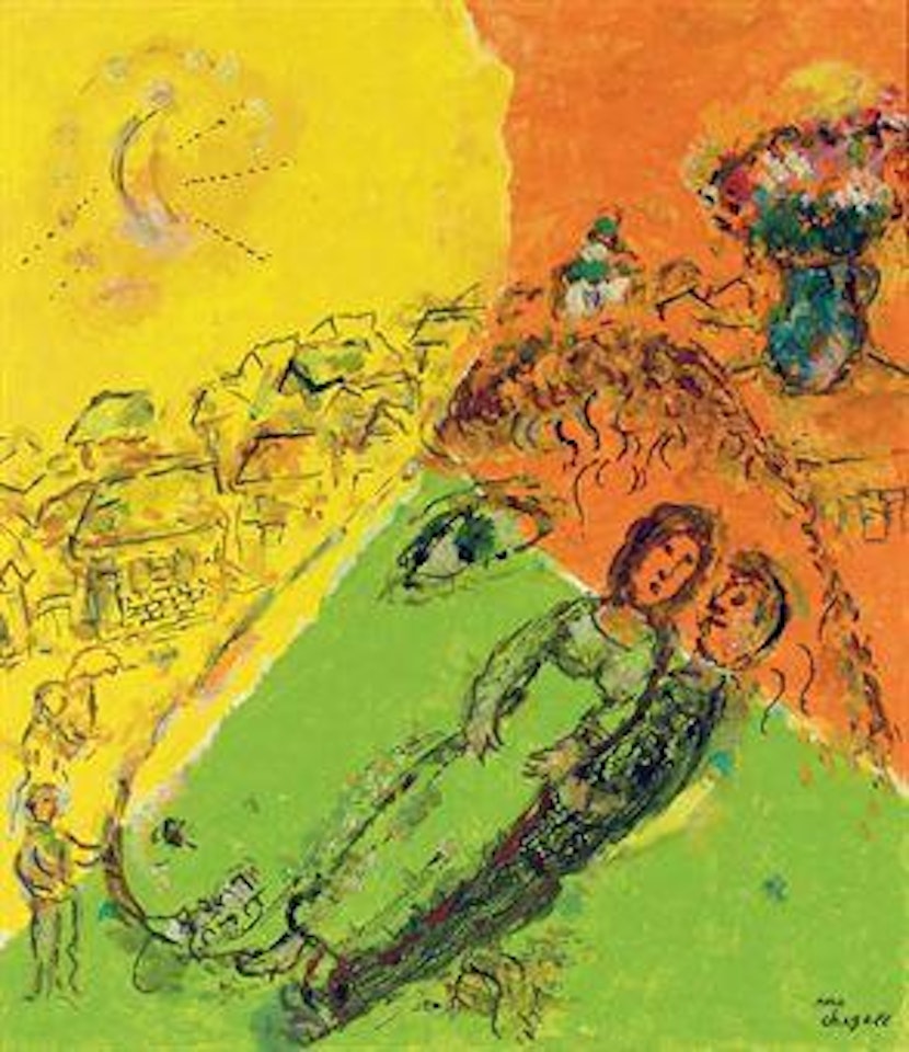 Couple dans le profil d'âne by Marc Chagall