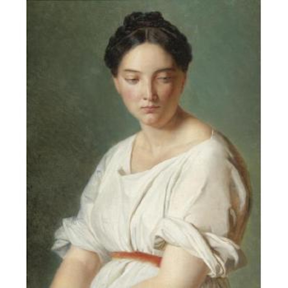 Portrait Of A Lady In A White Dress by French School