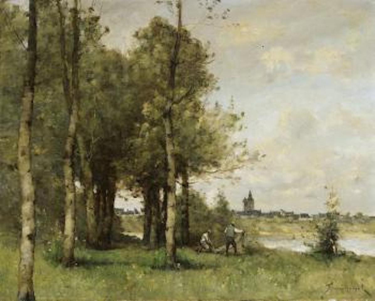 Blick von der Insel Gennes aif die Loire by Paul Désiré Trouillebert