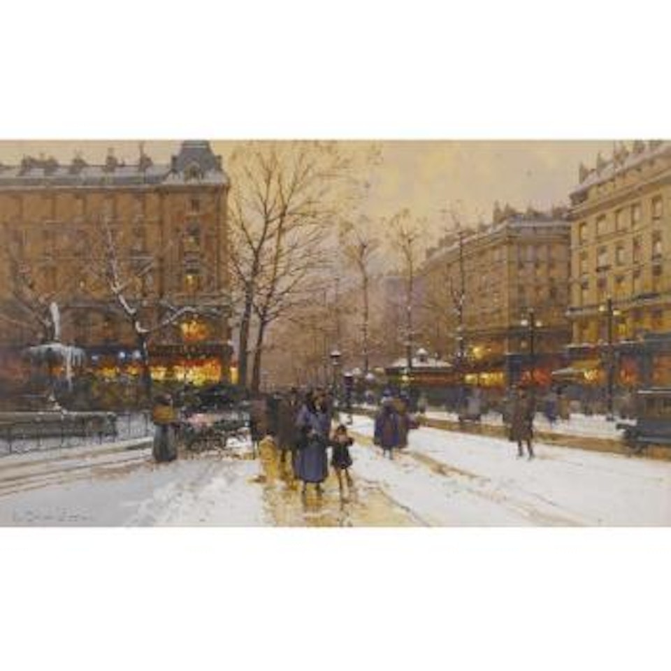 Boulevard Parisien, Sous La Neige by Eugene Galien-Laloue