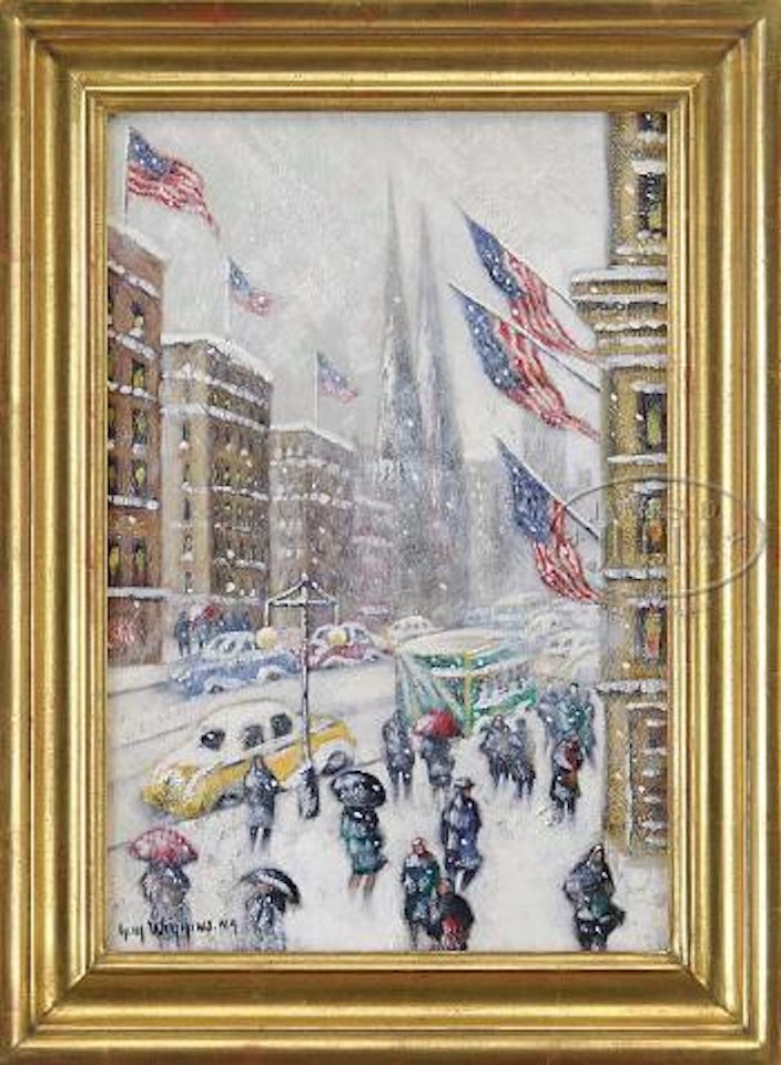 Mid Town Fifth Avenue, winter by Guy Carleton Wiggins