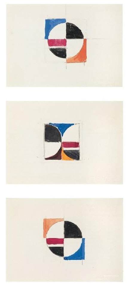 Entwurfe zu zwei Gemalden der Serie Scheibe im Quadrat by Walter Dexel