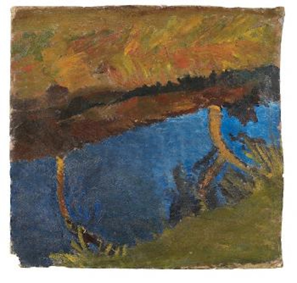 Moorlandschaft mit sich spiegelnden Baumen by Paula Modersohn-Becker