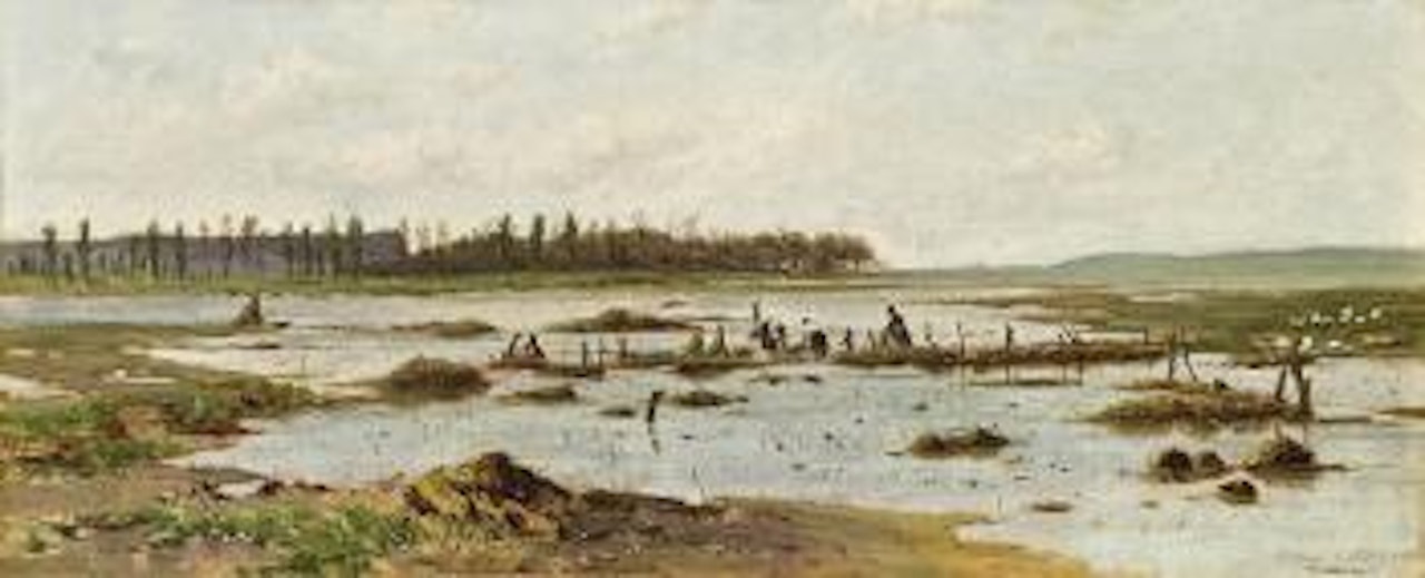 Einweichen des Dachstrohs am Plattensee by Theodor von Hörmann