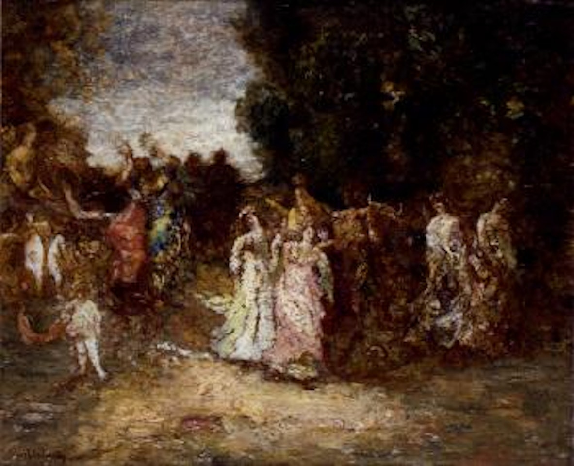 Fete galante dans le parc by Adolphe Monticelli