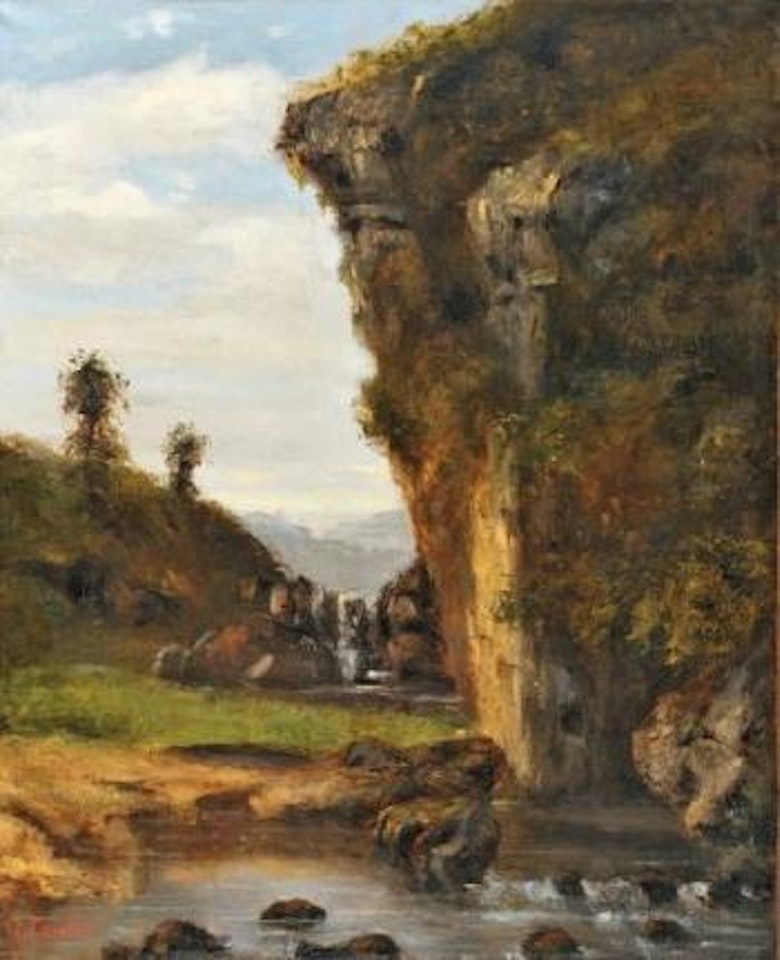 Falaise et cascade by Gustave Courbet