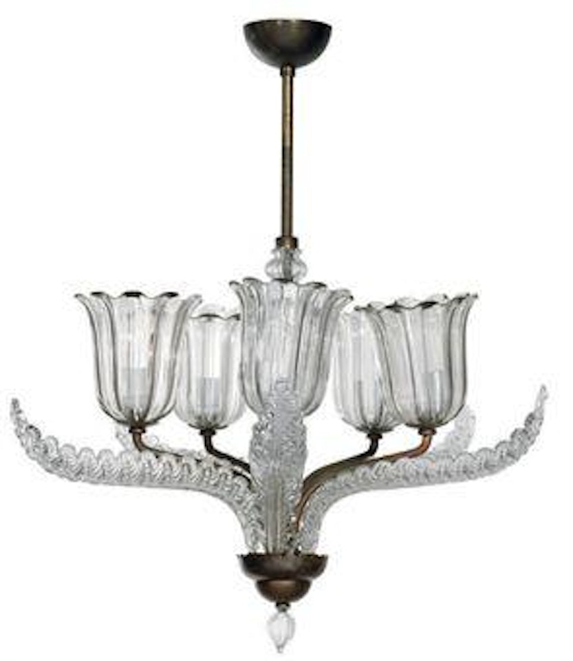A Venetian Art Deco Glass Chandelier by Ercole Barovier