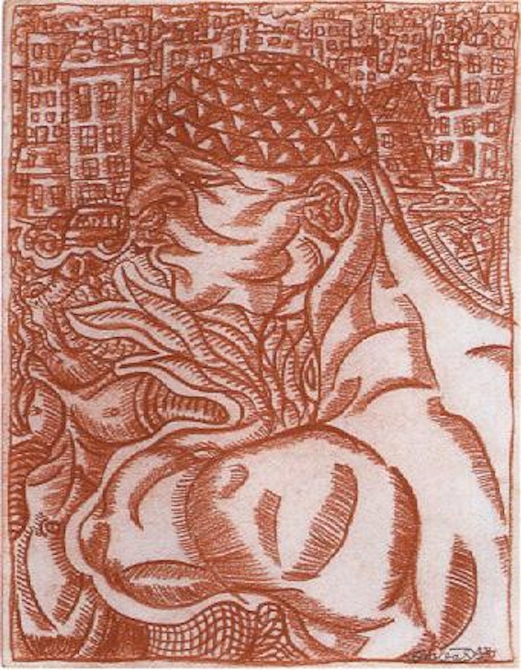 Sans titre (Le docker sniffeur de voiture) by Robert Combas