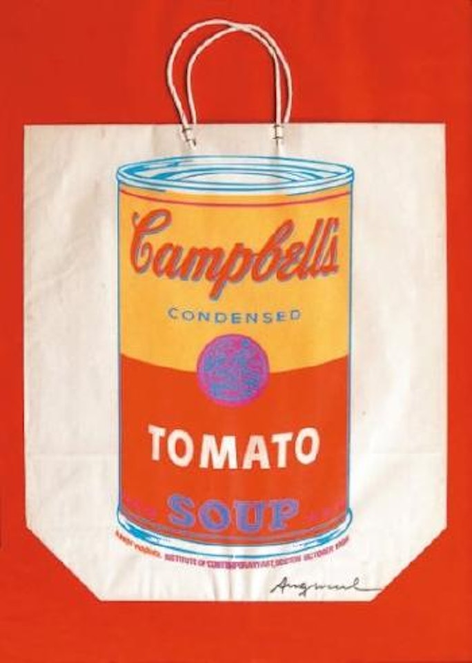 Campbell'signed soup shopping bag by Andy Warhol