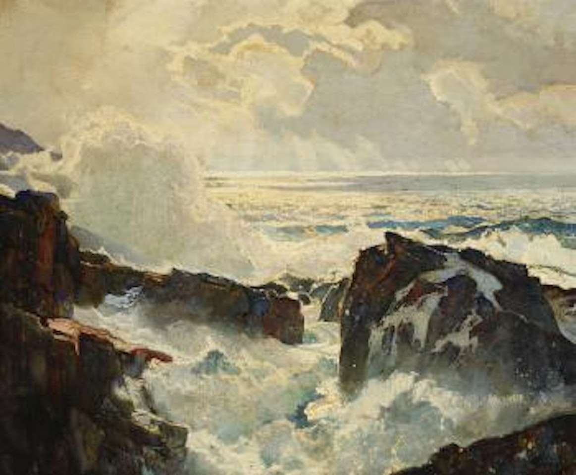 Marine, crashing waves by Frederick Judd Waugh