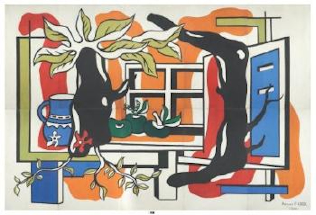 Nature morte aux pommes et pichet devant la fenêtre by Fernand Leger
